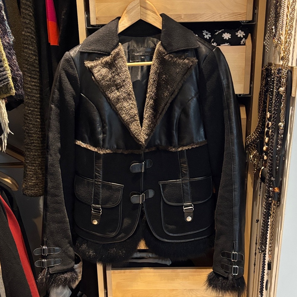 RUDSAK Black Jacket with Brown Accents